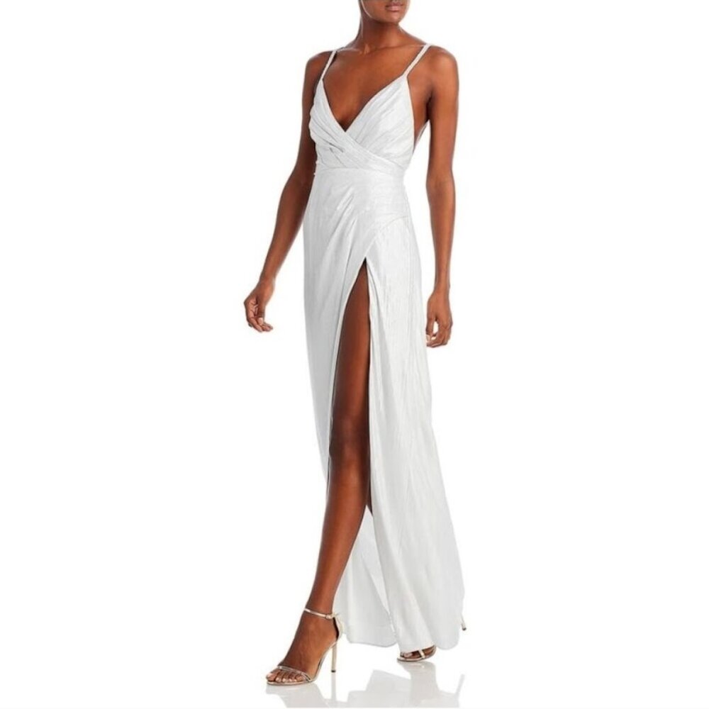 NWT Retrofรชte Yesi Pleated Lame Gown Size S